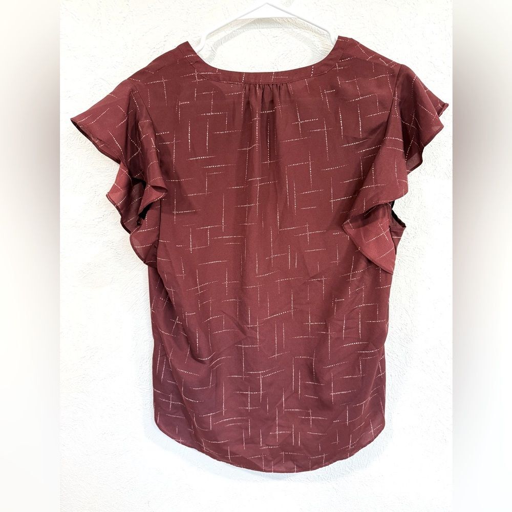 Joie Crisbell Flutter Sleeve Ruffle Button Top V-… - image 4